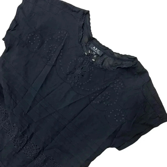 A.P.C. Black Mini Eyelet Detail Dress XS - Picture 3 of 4
